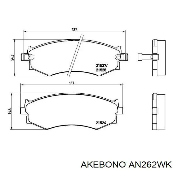 AN262WK Akebono pastillas de freno delanteras