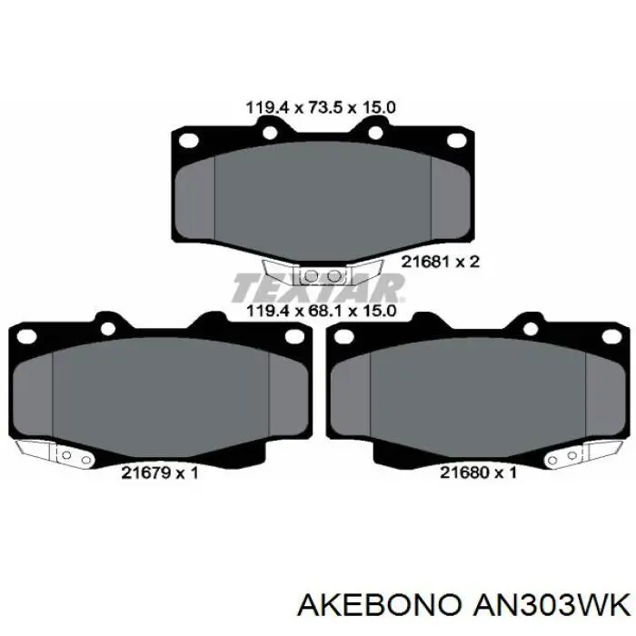 AN303WK Akebono pastillas de freno delanteras