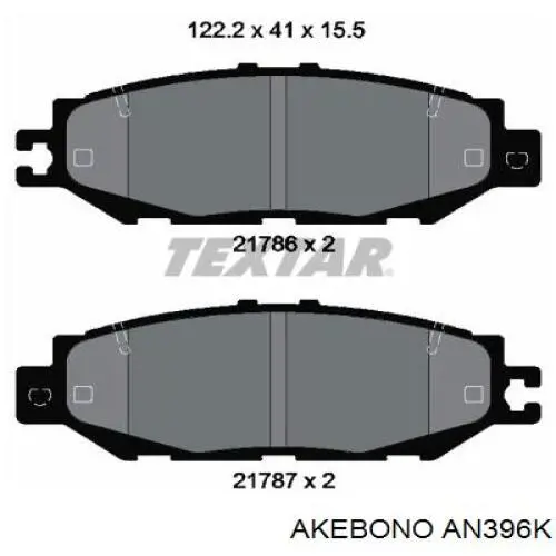 AN396K Akebono pastillas de freno traseras