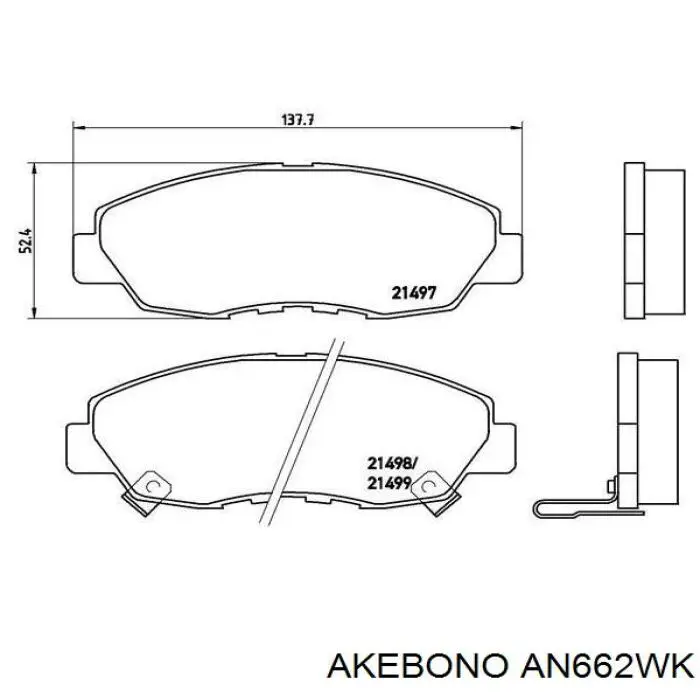 AN662WK Akebono pastillas de freno delanteras