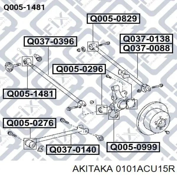 0101ACU15R Akitaka silentblock de brazo suspensión trasero transversal