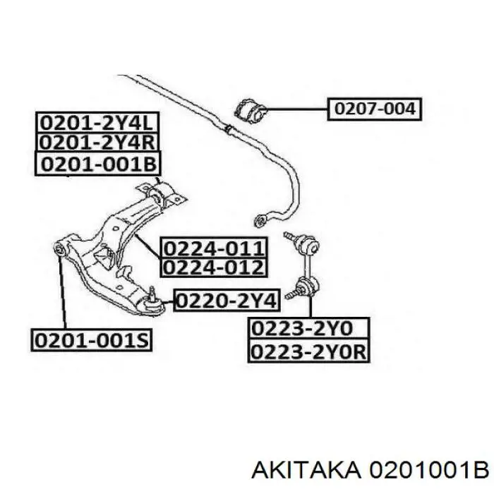 0201001B Akitaka silentblock de suspensión delantero inferior