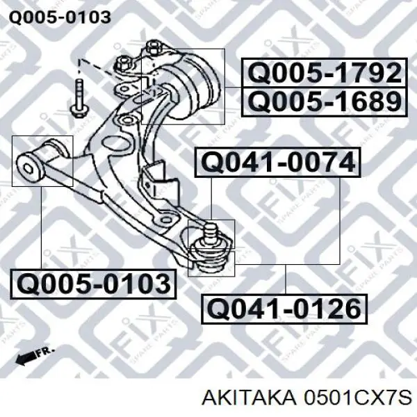 0501CX7S Akitaka silentblock de suspensión delantero inferior
