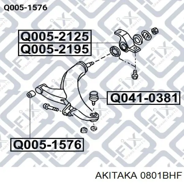 0801BHF Akitaka silentblock de suspensión delantero inferior