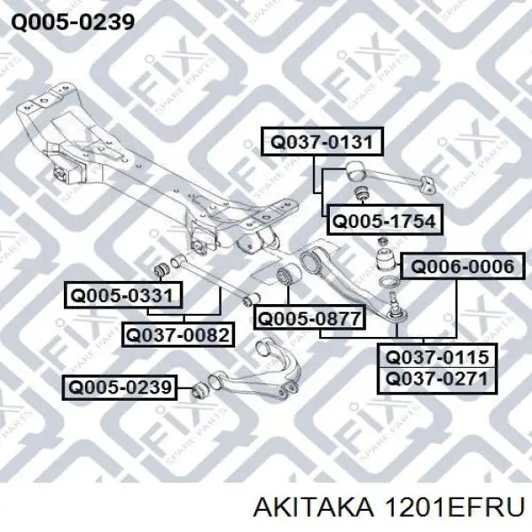 1201EFRU Akitaka silentblock de brazo de suspensión trasero superior