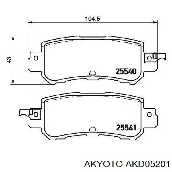 AKD05201 Akyoto pastillas de freno traseras