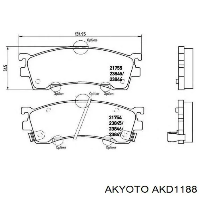 AKD1188 Akyoto pastillas de freno delanteras