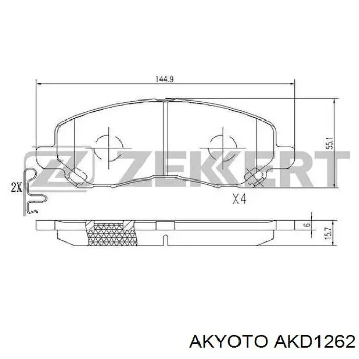 AKD1262 Akyoto pastillas de freno delanteras