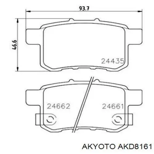 AKD8161 Akyoto pastillas de freno traseras