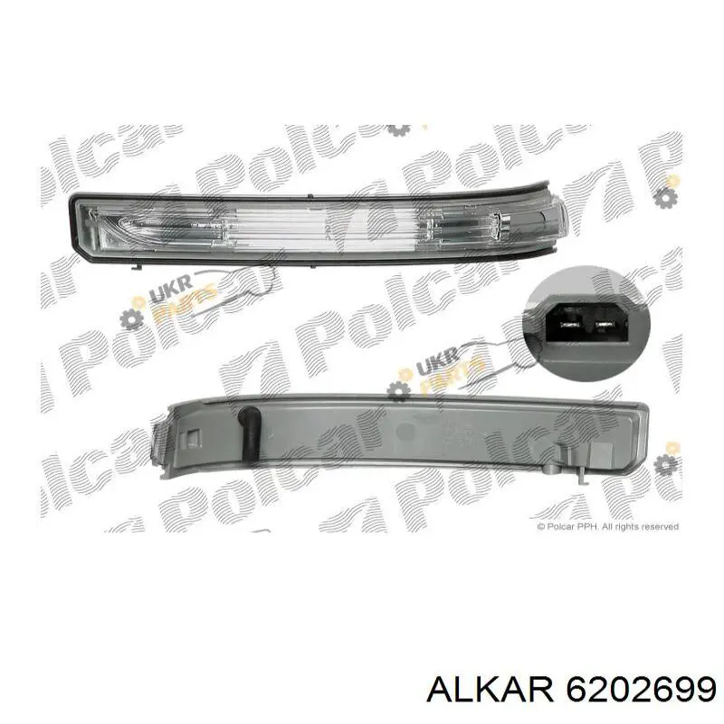 A1698201221 Mercedes Luz intermitente del espejo retrovisor derecho