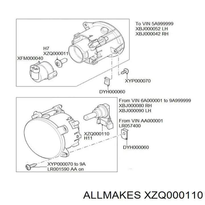 Lámpara para faros de luz antiniebla para Land Rover Range Rover III L322