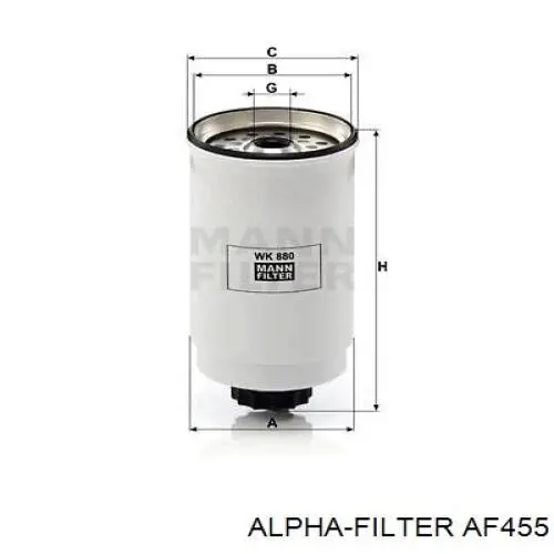 AF455 Alpha-filter filtro combustible