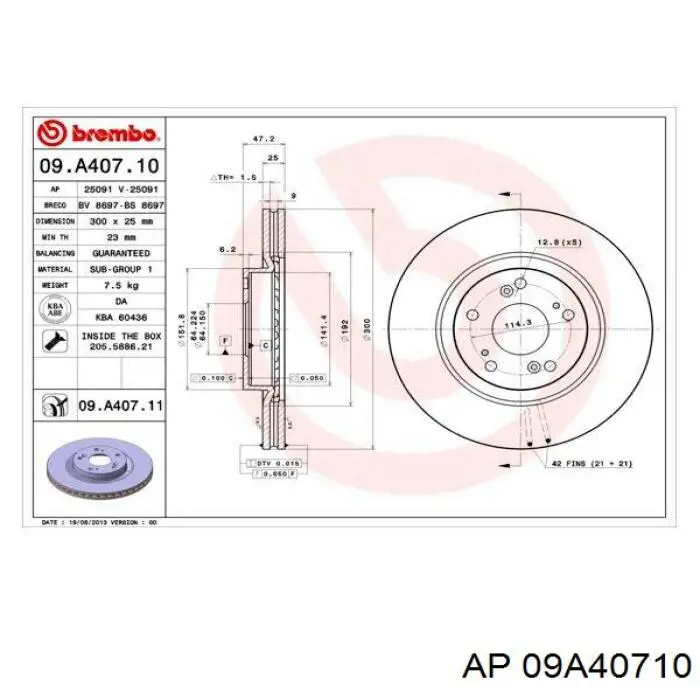 09.A407.10 AP freno de disco delantero