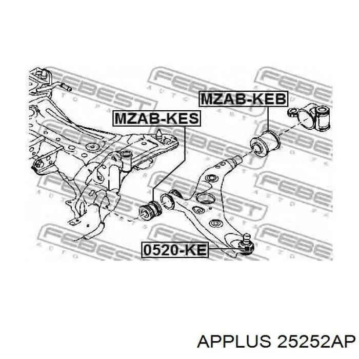 25252AP Aplus silentblock de suspensión delantero inferior