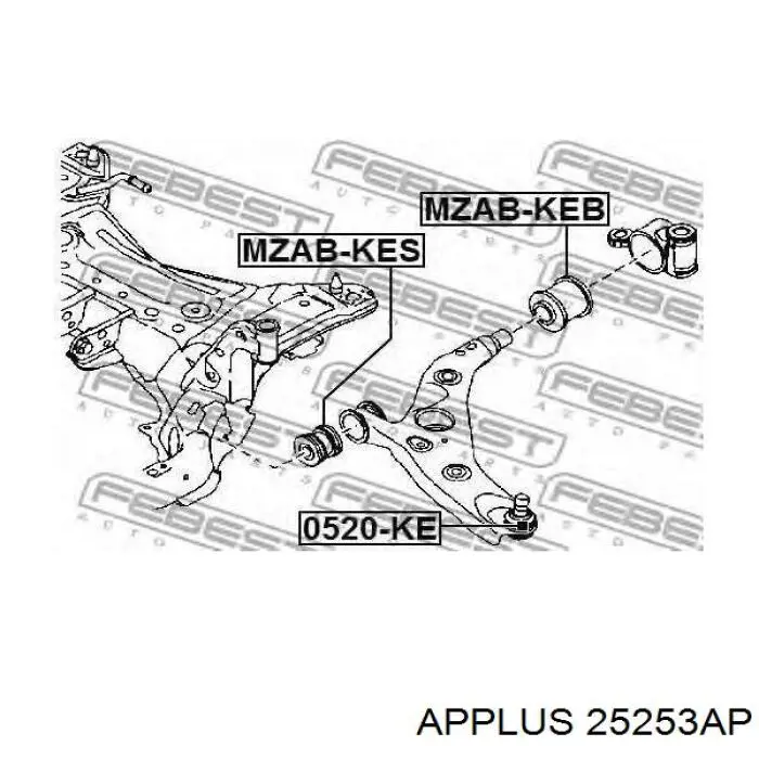 25253AP Aplus silentblock de suspensión delantero inferior