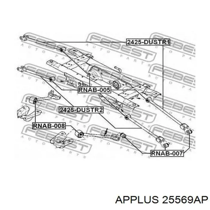 25569AP Aplus silentblock de brazo suspensión trasero longitudinal