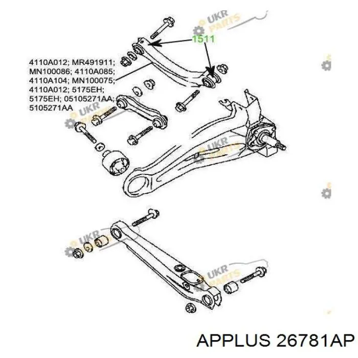 Silentblock del brazo superior de suspensión trasera 26781AP Aplus