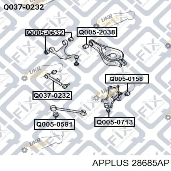 28685AP Aplus silentblock de brazo suspensión trasero transversal