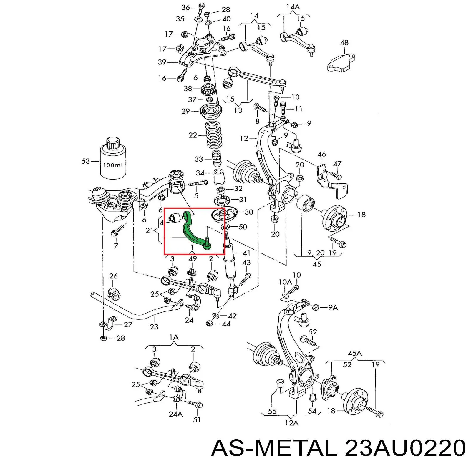 Comprar 23AU0220 As Metal Brazo inferior derecho de la suspensión delantera