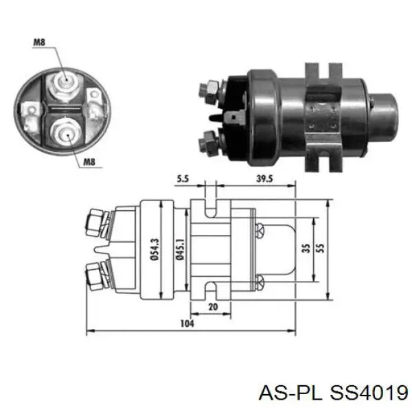 SS4019 As-pl Solenoide arranque