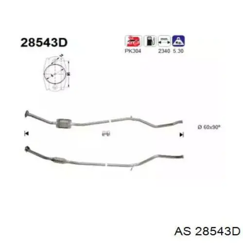 Tubo de admisión del silenciador de escape delantero AS/Auto Storm 28543D precio, desde 88,31 EUR