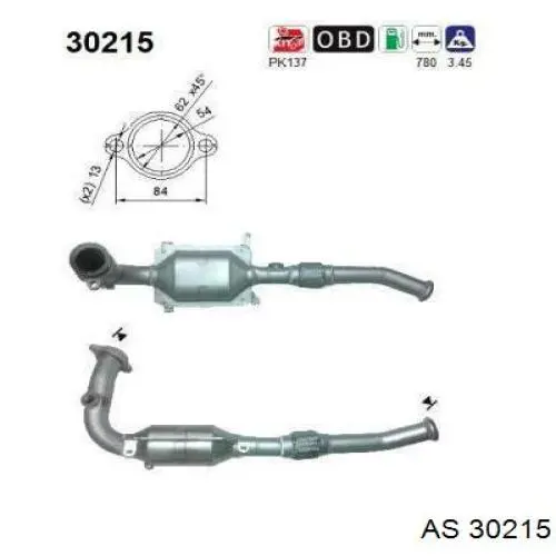 E12879F Peugeot/Citroen tubo de admisión del silenciador de escape delantero