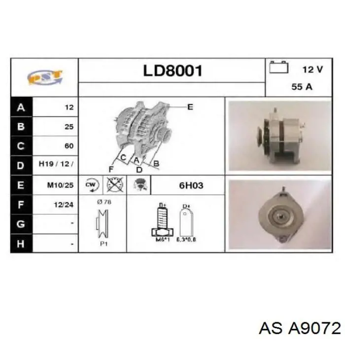 Alternador del motor AS/Auto Storm A9072 precio, desde 115,21 EUR