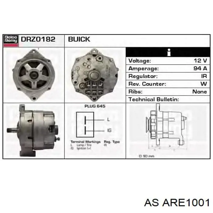 ARE1001 AS/Auto Storm regulador del alternador