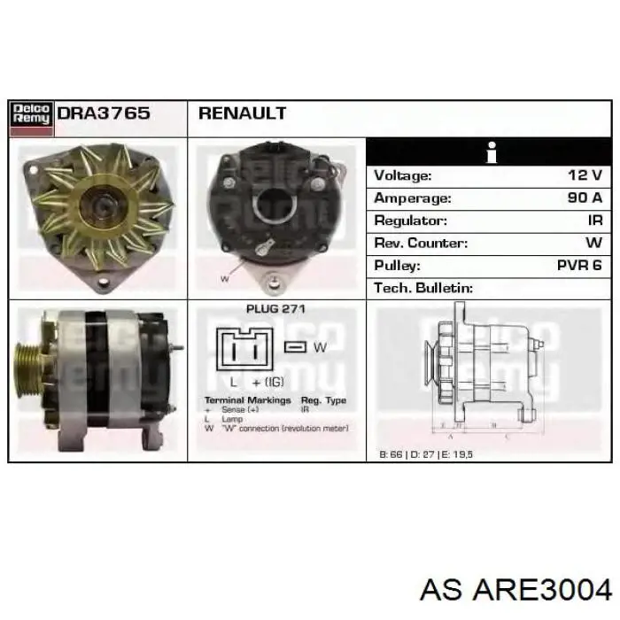 Regulador De Rele Del Generador (Rele De Carga) Renault 21 S48