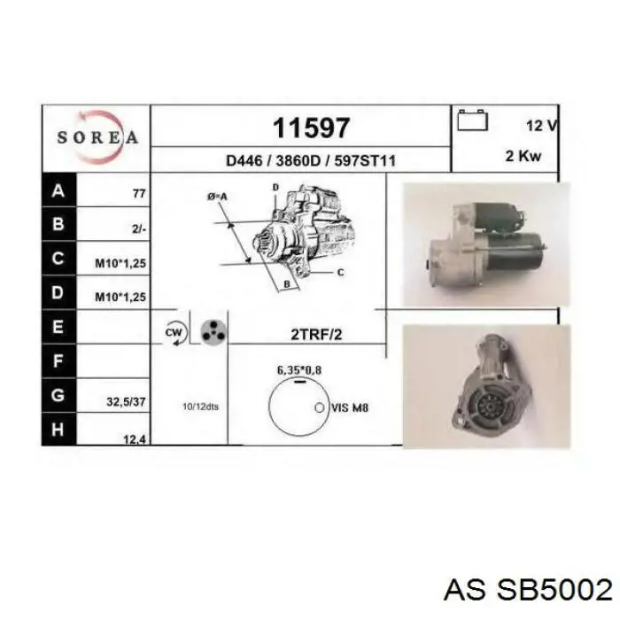 Escobilla de motor de arranque M648C15472 Mitsubishi