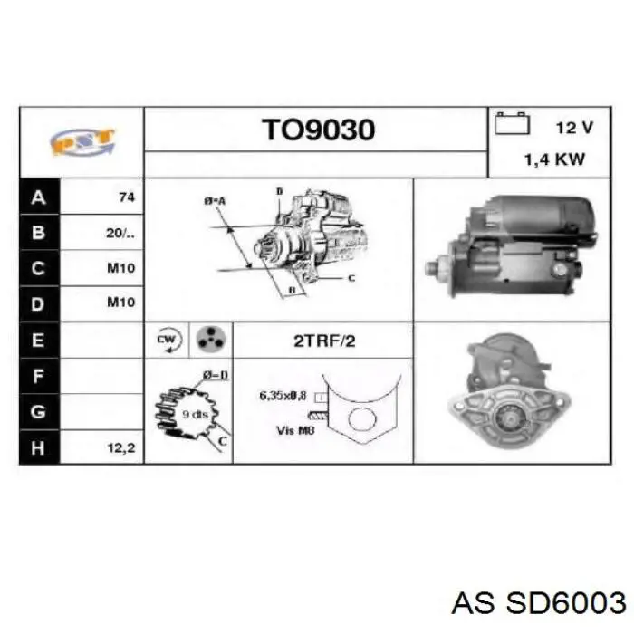 2801126040 Toyota Bendix motor de arranque