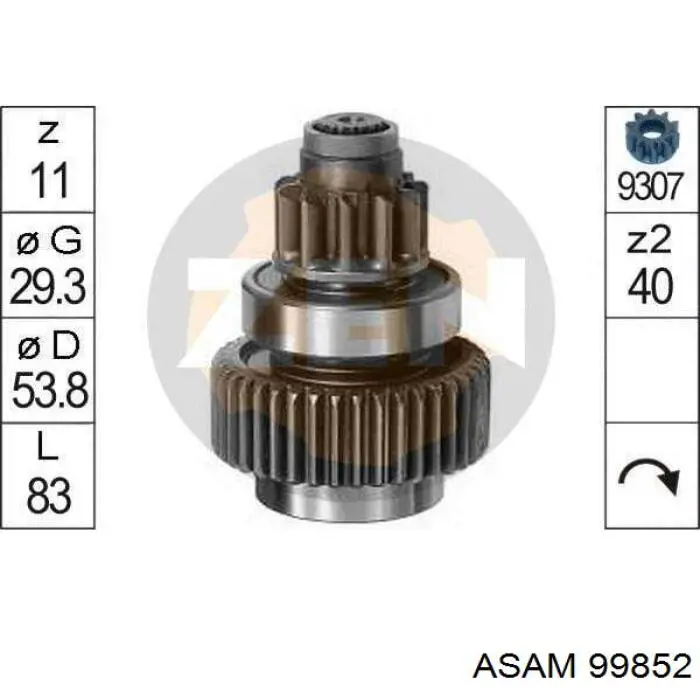 Portaescobillas motor de arranque 99852 Asam