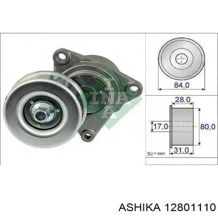 Tensor de la correa trapecial poli v Ashika 12801110