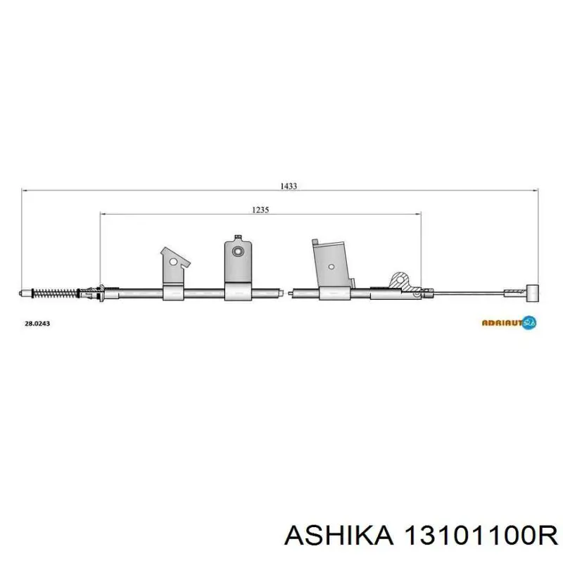 13101100R Ashika cable de freno de mano trasero derecho