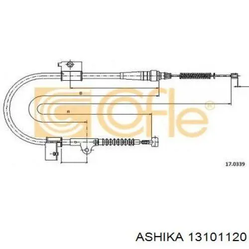 131-01-120 Ashika cable de freno de mano trasero izquierdo