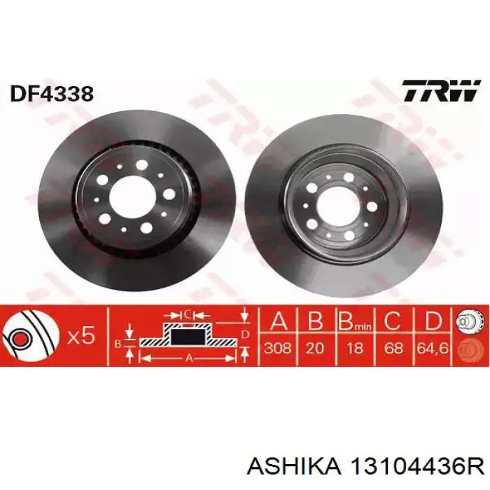 Cable de freno de mano trasero derecho Ashika 13104436R