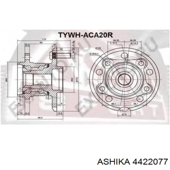 Cubo de rueda trasero 4422077 Ashika