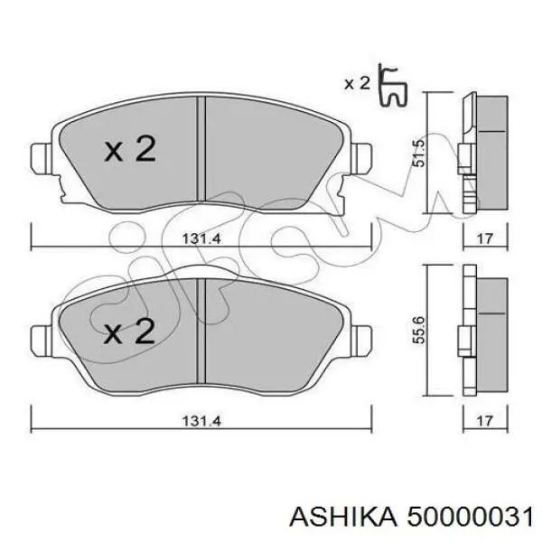 50-00-0031 Ashika pastillas de freno delanteras