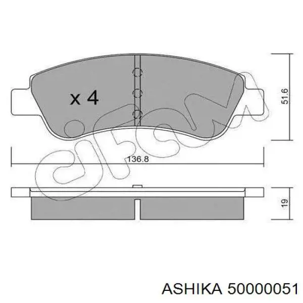 50-00-0051 Ashika pastillas de freno delanteras