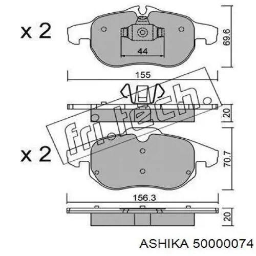 50-00-0074 Ashika pastillas de freno delanteras