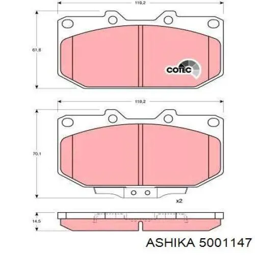50-01-147 Ashika pastillas de freno delanteras