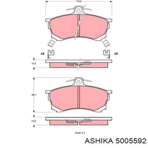 5005592 Ashika pastillas de freno delanteras