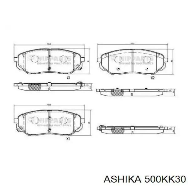 50-0K-K30 Ashika pastillas de freno delanteras