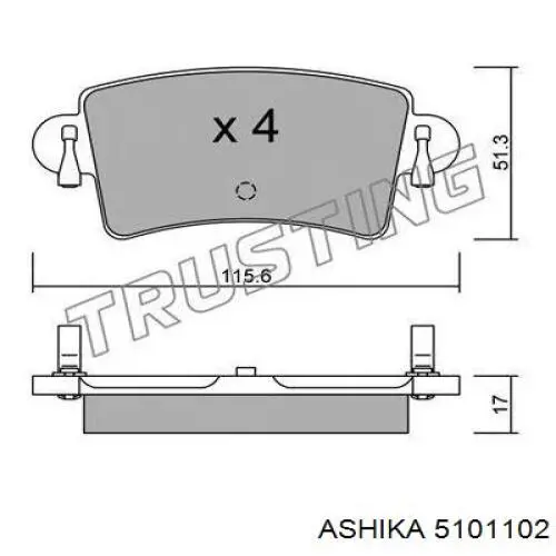 51-01-102 Ashika pastillas de freno traseras