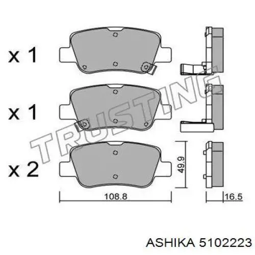 5102223 Ashika pastillas de freno traseras