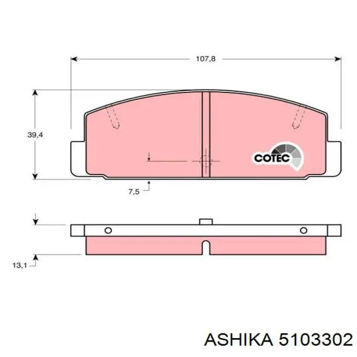 Ashika Kit Pastiglie Freno A Disco Posteriori Per Mazda 6 E Premacy - Altezza 39,7 Mm, Lunghezza 108 Mm, Spessore 12,7 Mm, WVA 20031