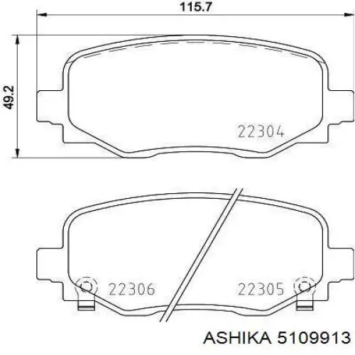 51-09-913 Ashika pastillas de freno traseras