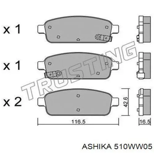 510WW05 Ashika pastillas de freno traseras