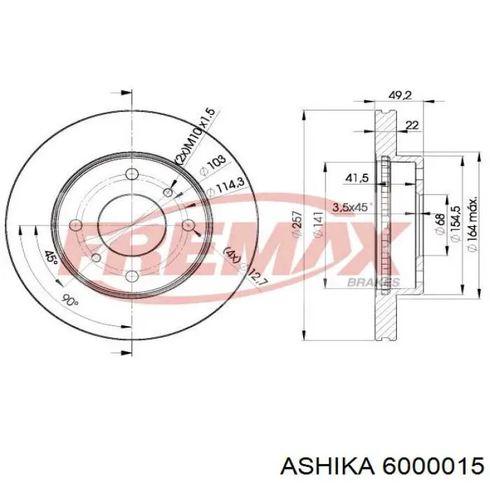 60-00-015 Ashika freno de disco delantero