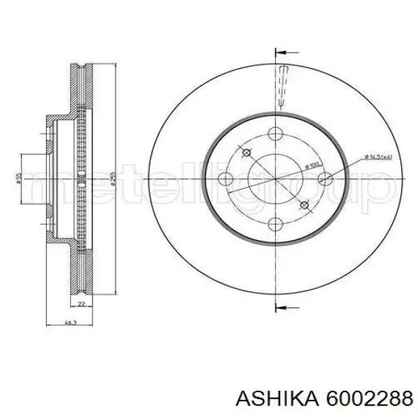 60-02-288 Ashika freno de disco delantero